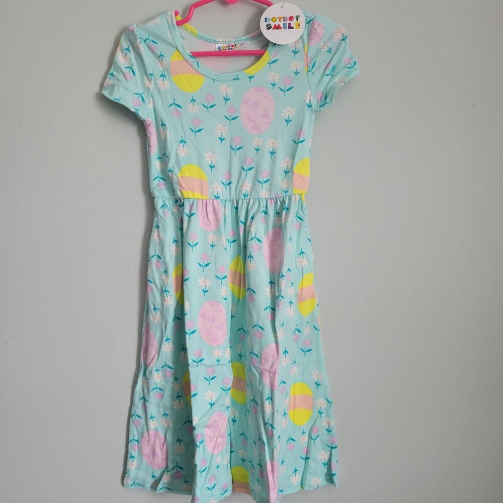 Dot Dot Smile Dress Baby Girl's 2T Toddler Blue Floral & Egg Maxi Twirl NWT